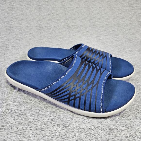 Spenco Thrust Mens Recovery Slides Orthotic Sandals Slip On Blue Arch Support 13 - Picture 1 of 15